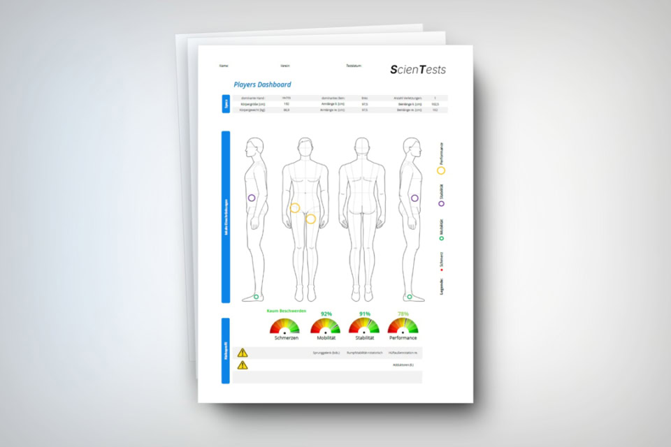 3-seitiger Individualbericht für jeden Athleten